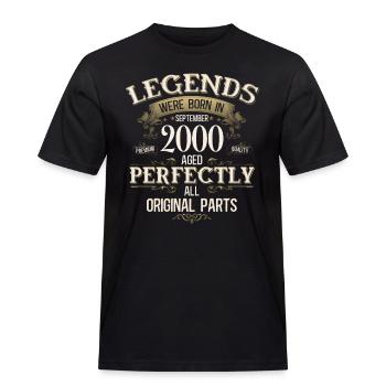 25ème Anniversaire Cadeau Légende Septembre 2000 - T-shirt Workwear homme - noir - Devant - AI Model Male 178 light (178cm)