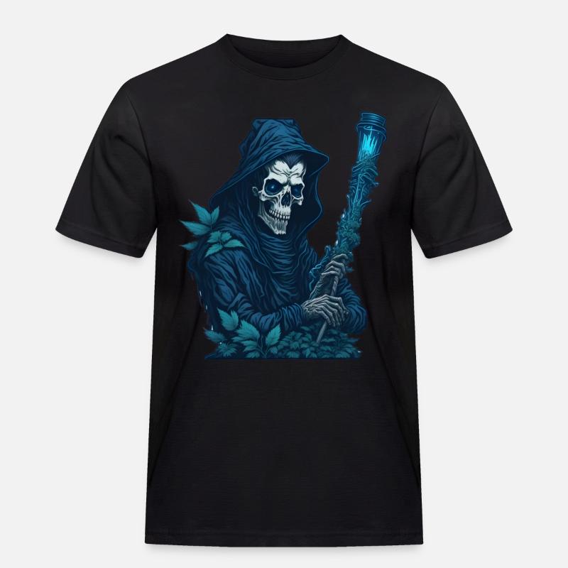 Sensenmann mit Gras Pfeife - Männer Workwear T-Shirt - Schwarz