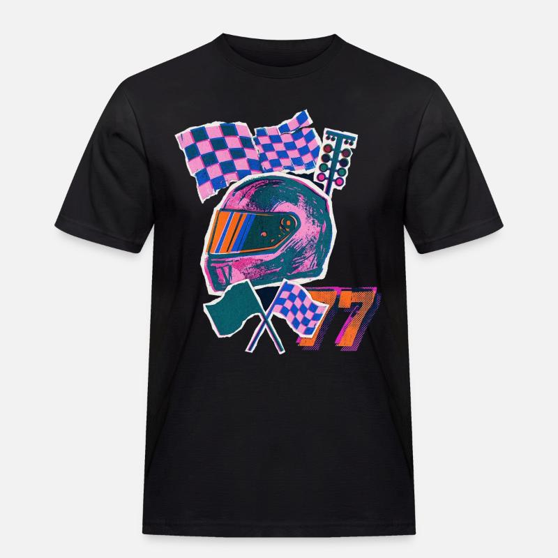 Retro Wave Driver - Männer Workwear T-Shirt - Schwarz
