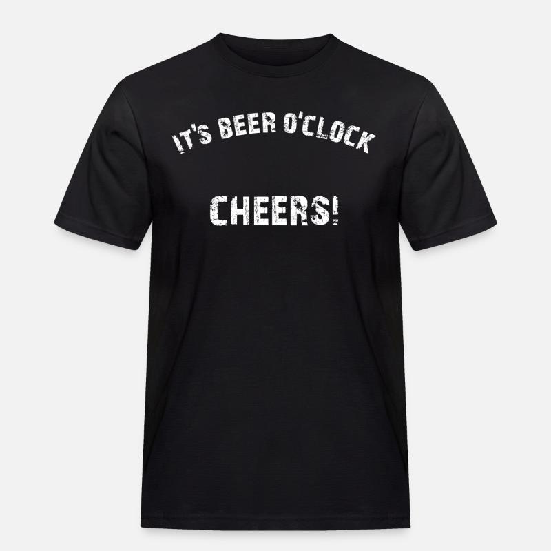 Beer o clock white - Männer Workwear T-Shirt - Schwarz