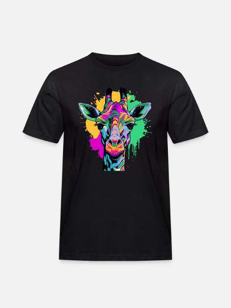 Kunterbunte Giraffe - Männer Workwear T-Shirt - Schwarz