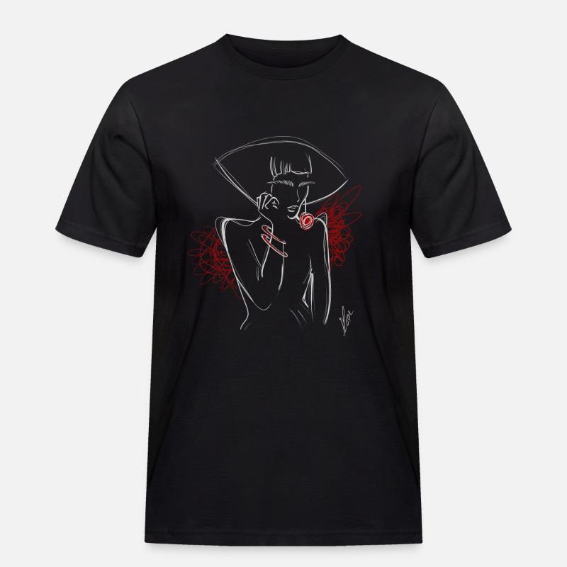 Lady Red - Männer Workwear T-Shirt - Schwarz
