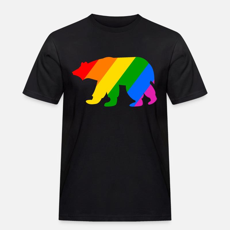 Regenbogen Eisbär - Männer Workwear T-Shirt - Schwarz