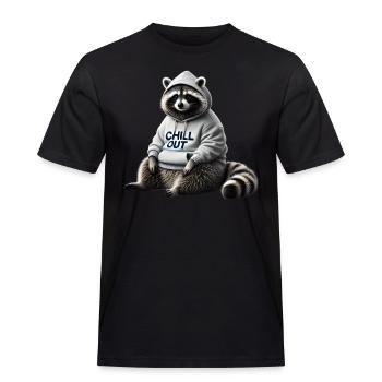 Lustiges Waschbär Chill Out Tierliebhaber Chillen - Männer Workwear T-Shirt - Schwarz - Vorne - AI Model Male 178 light (178cm)