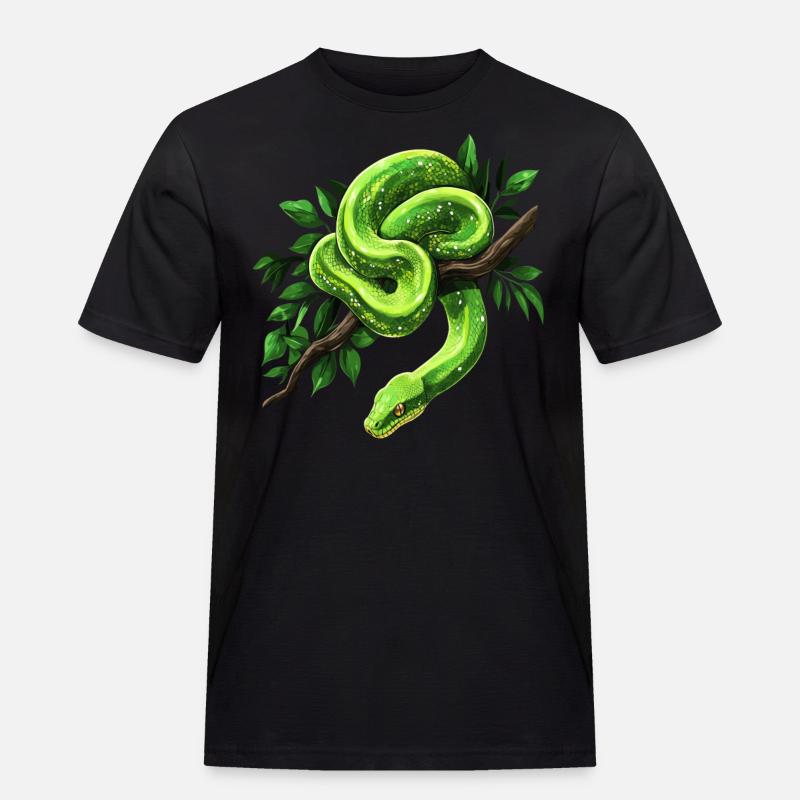 Grüner Baumpython Schlangen Liebhaber Terrarium - Männer Workwear T-Shirt - Schwarz