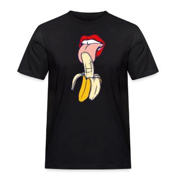 Banana Gift macht beim Essen niemals Augenkontakt - Männer Workwear T-Shirt - Schwarz - Vorne - AI Model Male 178 light (178cm)