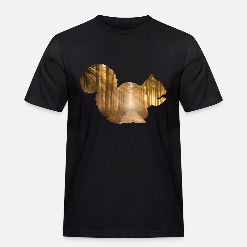 Eichhörnchen Wald - Männer Workwear T-Shirt - Schwarz
