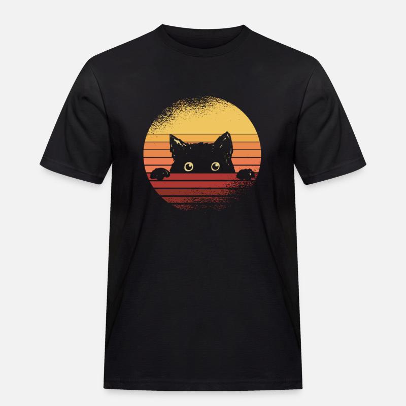 Schwarze Katze - Männer Workwear T-Shirt - Schwarz