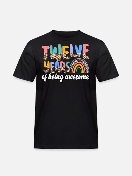 Twelve Years Of Being Awesome Animal Skin Pattern - Men's Workwear T-Shirt - black