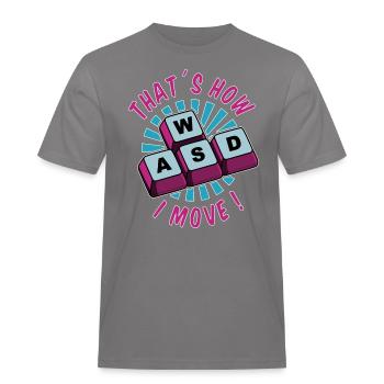 PC Gaming Gamer Gamer Keyboard Online Multiplayer - Men's Workwear T-Shirt - grey - Front - AI Model Male 185 dark (185cm)