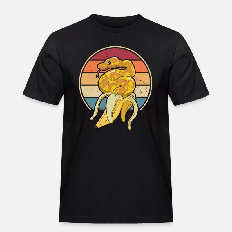 Retro Schlange Schuppenkriechtiere Python Banana - Männer Workwear T-Shirt - Schwarz