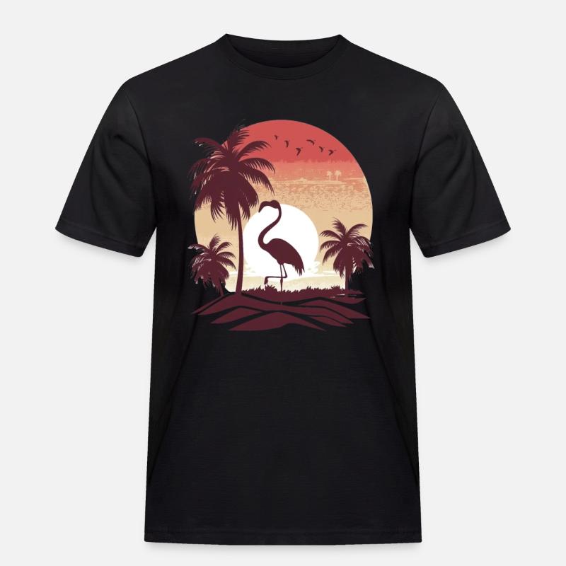 Flamingo Illustration - Männer Workwear T-Shirt - Schwarz