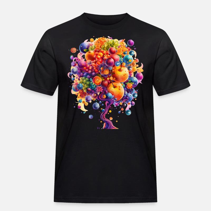 Bunte Weltenbaum Explosion - Männer Workwear T-Shirt - Schwarz