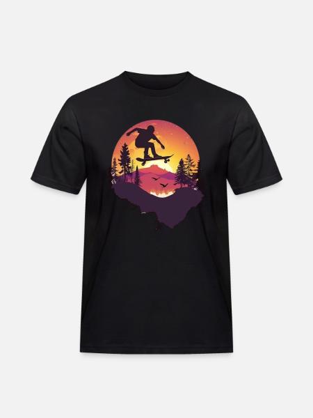 Skateboarder Silhouette Sunset - Men's Workwear T-Shirt - black