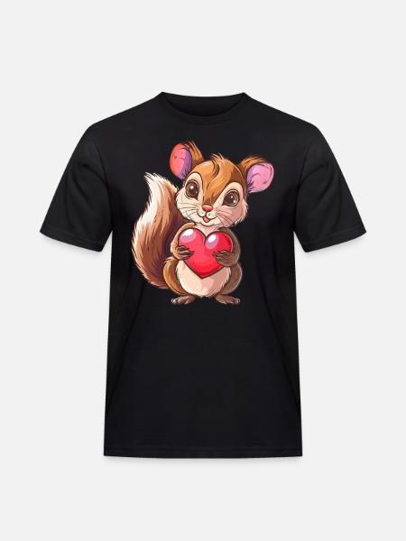 Cute Squirrel Holding a Heart - Men's Workwear T-Shirt - black