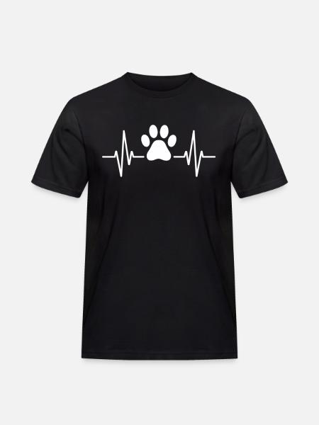 Heartbeat with paw - Men's Workwear T-Shirt - black