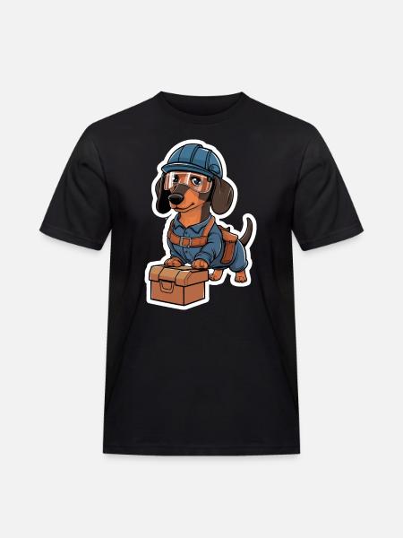 Gravhund i kostume håndværker gravhund med - Herre Workwear T-Shirt - sort