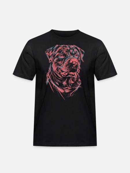 Rottweiler Drawing Abstract Dog Illustration - Men's Workwear T-Shirt - black