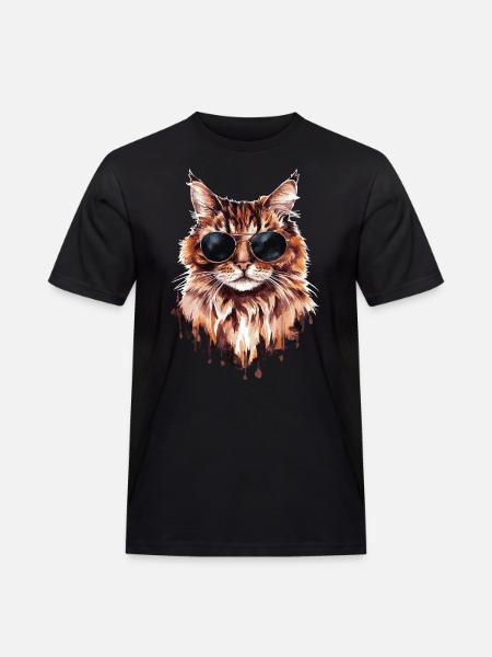 Sej kat med solbriller - Herre Workwear T-Shirt - sort