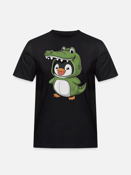 Penguin in Crocodile Costume - Men's Workwear T-Shirt - black