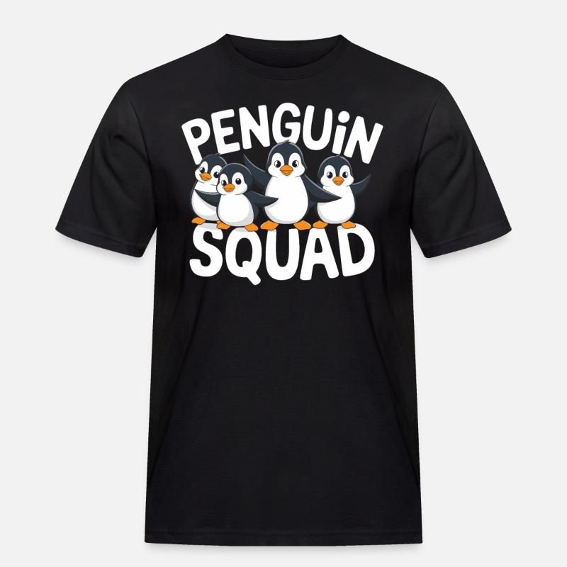 Penguin Gruppen Design Penguin Squad - Männer Workwear T-Shirt - Schwarz