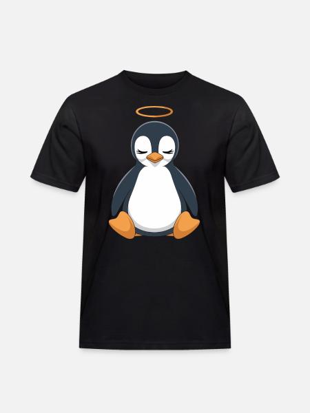Cute penguin with halo - Men's Workwear T-Shirt - black
