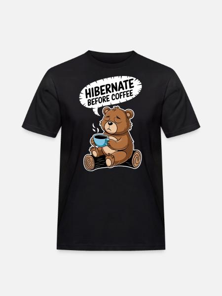 Gemütlicher Bär Vor Kaffeezeit - Männer Workwear T-Shirt - Schwarz