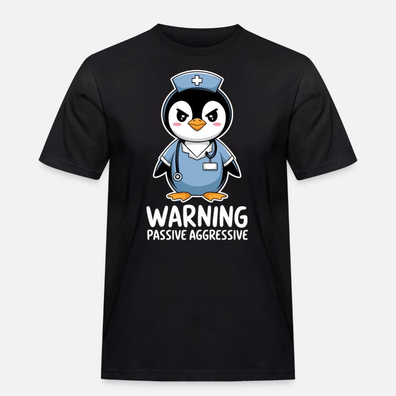 Warning Passive Aggressive Penguin - Men's Workwear T-Shirt - black