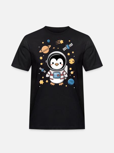 Space Penguin Adventure Astronaut - Men's Workwear T-Shirt - black