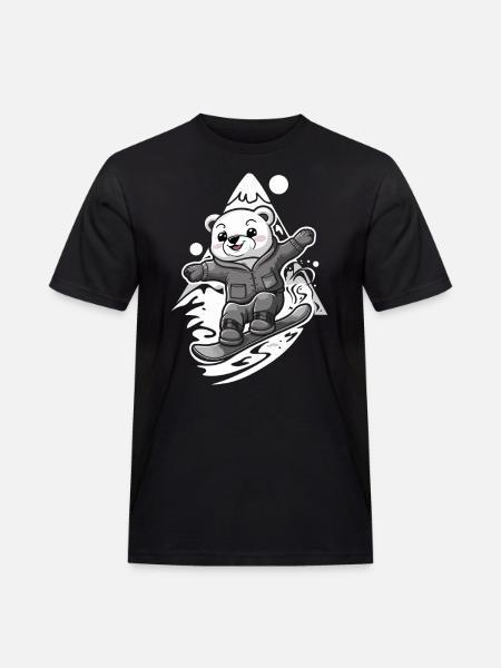 Snowboarding bear in the mountains - Men's Workwear T-Shirt - black