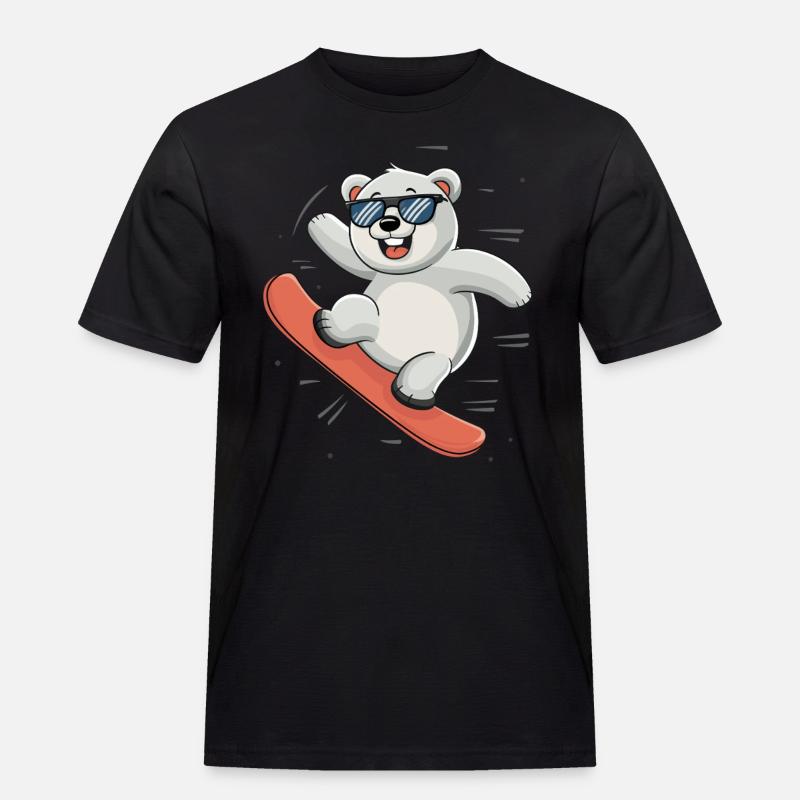 Cooler Eisbär Snowboarden Abenteuer - Männer Workwear T-Shirt - Schwarz
