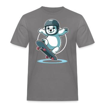 Skateboardfahrender Eisbär Mit Helm - Männer Workwear T-Shirt - Grau - Vorne - AI Model Male 185 dark (185cm)