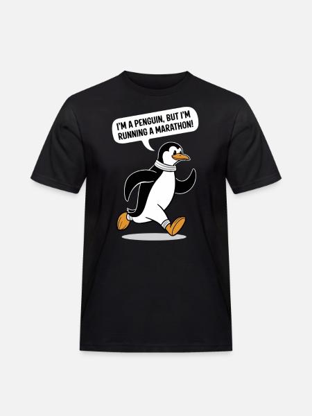 Penguin Marathon Runner Motif - Men's Workwear T-Shirt - black