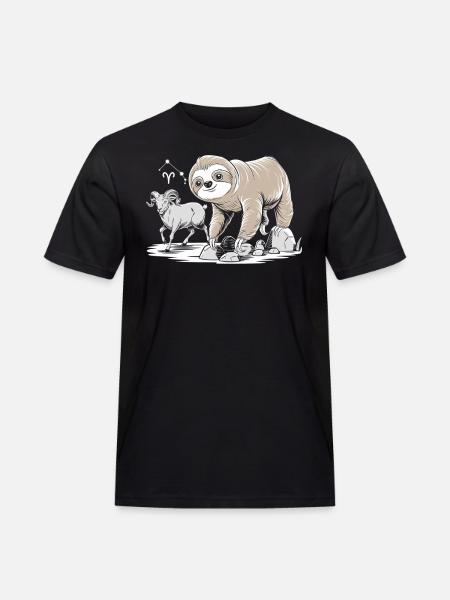 Bélier Zodiaque Soth avec paresseux et chèvre - T-shirt Workwear homme - noir