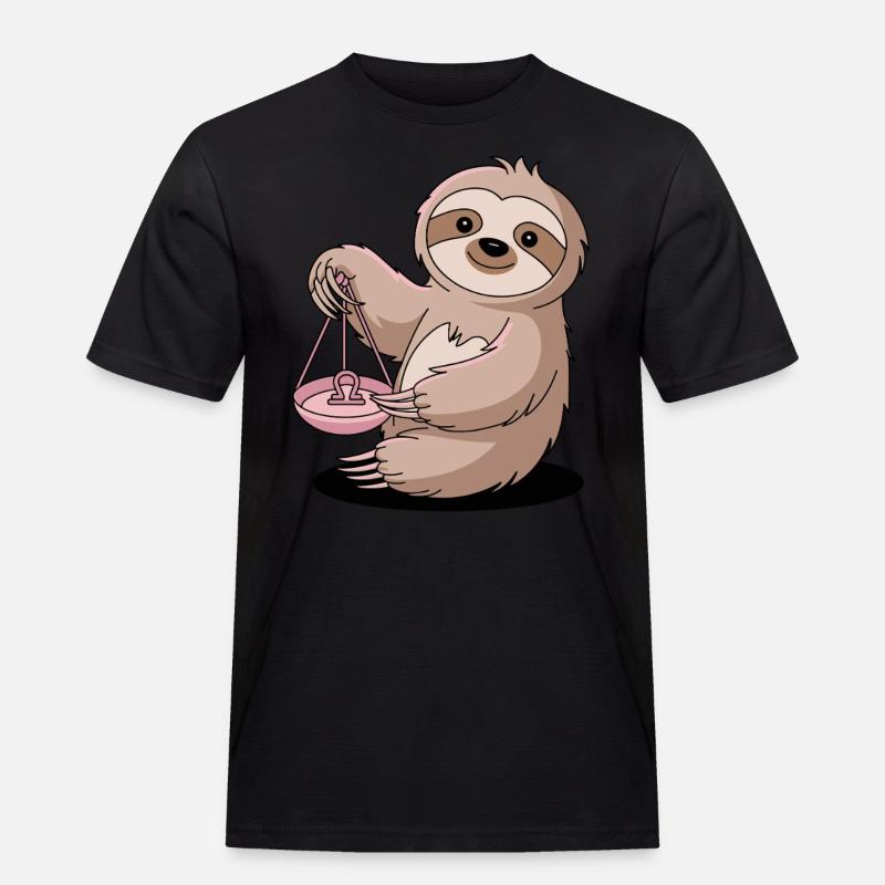 Libra Sternzeichen Faultier mit Waage - Männer Workwear T-Shirt - Schwarz