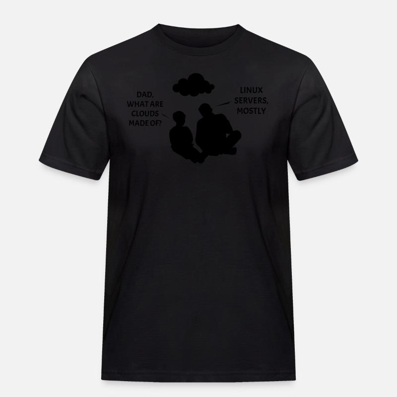 Wolken: Linux und Rätsel - Männer Workwear T-Shirt - Schwarz