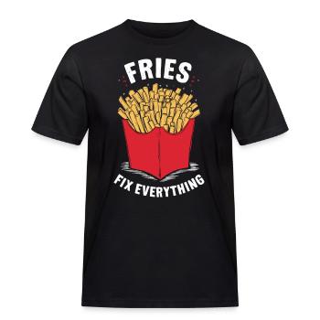Fries Fix Everything - Men's Workwear T-Shirt - black - Front - AI Model Male 178 light (178cm)