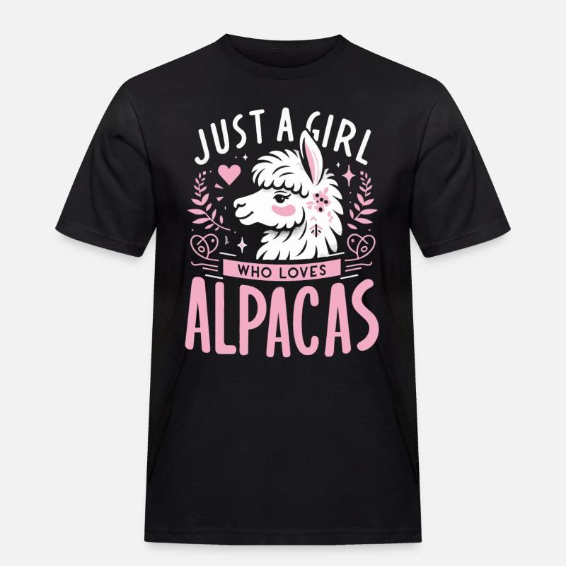 Alpaka Llama - Männer Workwear T-Shirt - Schwarz