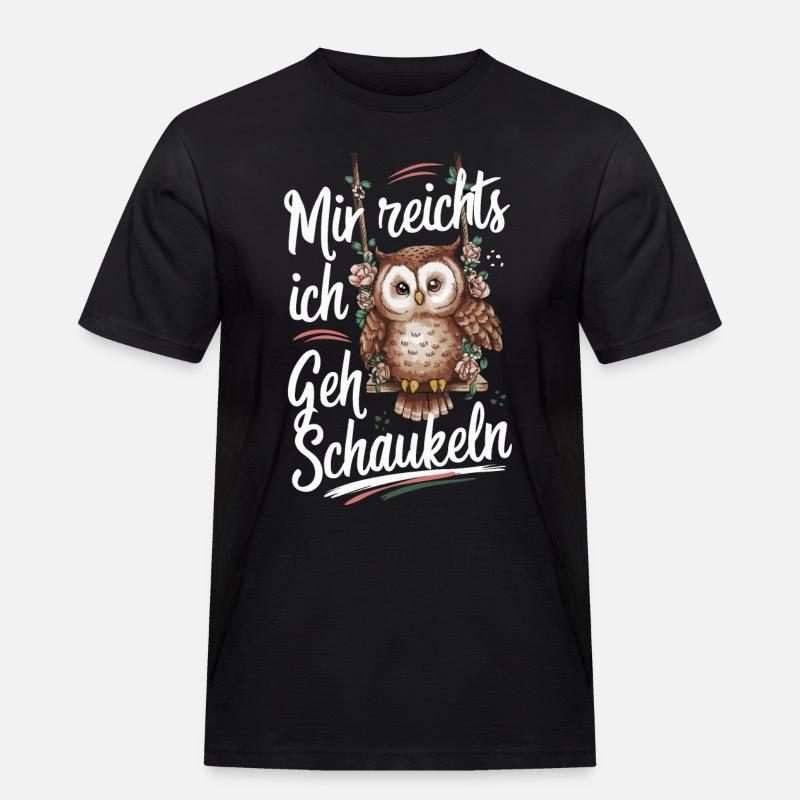 Nachteule Eule Eulen Vogel - Männer Workwear T-Shirt - Schwarz