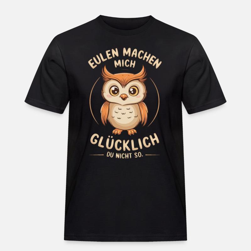 Nachteule Eule Eulen Vogel - Männer Workwear T-Shirt - Schwarz