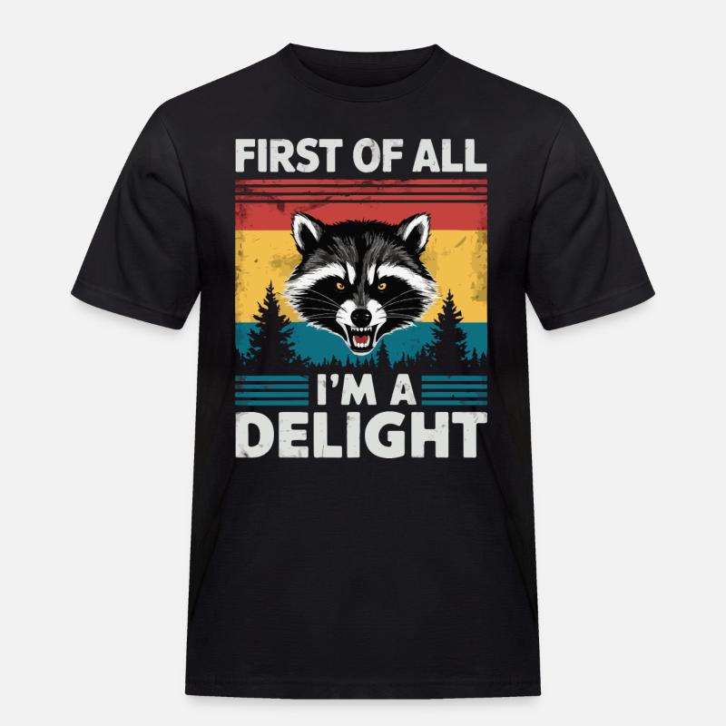 Waschbär - Männer Workwear T-Shirt - Schwarz