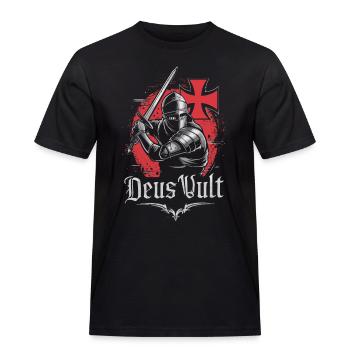 Kruisvaarder Tempeliers Middeleeuwen - Mannen Workwear T-shirt - zwart - Voor - AI Model Male 178 light (178cm)