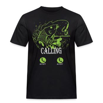 Calling Carp Spritzgrafik - Männer Workwear T-Shirt - Schwarz - Vorne - AI Model Male 178 light (178cm)