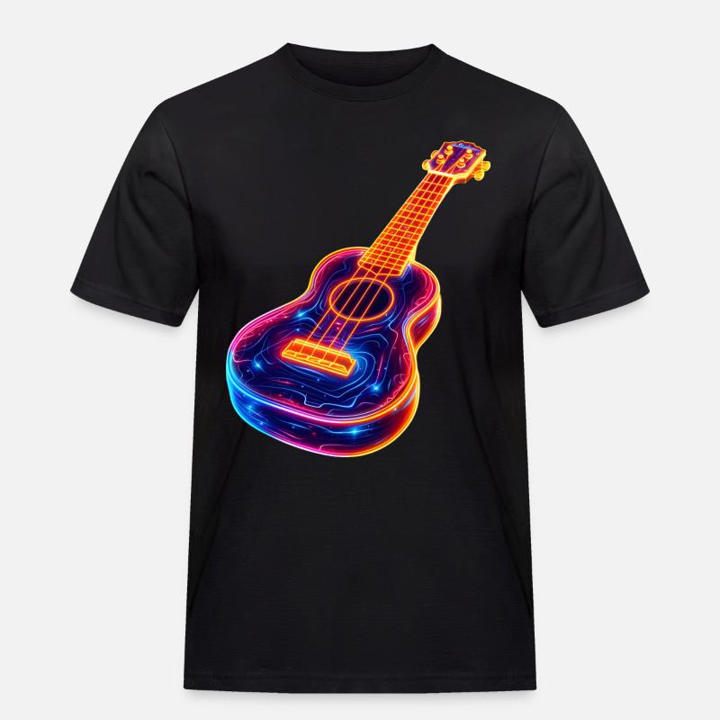 Ukulele Synthwave - Männer Workwear T-Shirt - Schwarz
