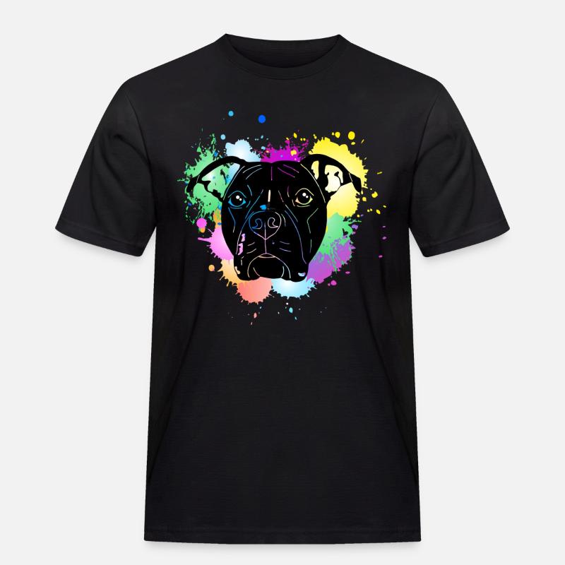 Pitbull Terrier mit Splash - Männer Workwear T-Shirt - Schwarz