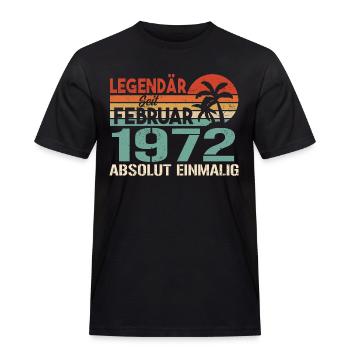Geburtstagsgeschenk - Jahrgang Februar 1972 - Männer Workwear T-Shirt - Schwarz - Vorne - AI Model Male 178 light (178cm)