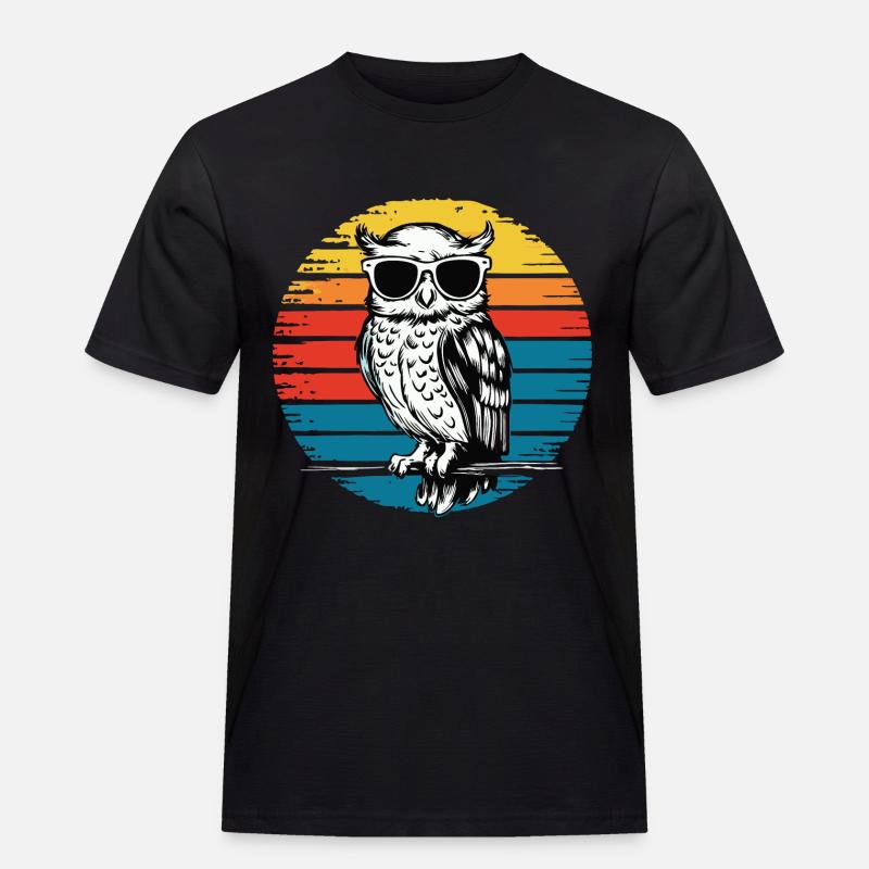 Nachteule Eule Eulen Vogel - Männer Workwear T-Shirt - Schwarz