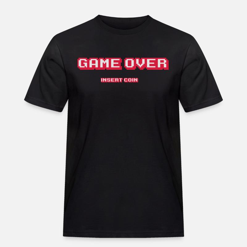 Game Over insert coin - Männer Workwear T-Shirt - Schwarz