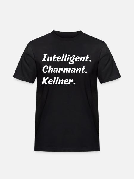 Intelligent. Charmant. Kellner - Männer Workwear T-Shirt - Schwarz