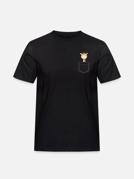 Pocket Giraffe - Giraffendesign - Männer Workwear T-Shirt - Schwarz